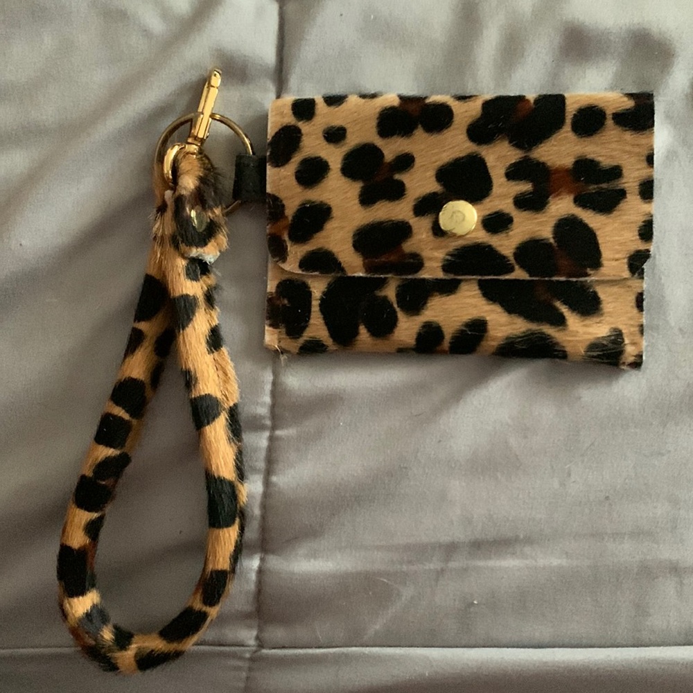 Leopard Cowhide Wristlet